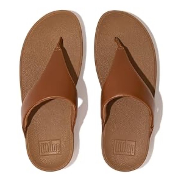 FitFlop Woman’s Lulu Tan Leather Flip Flop Sandals - Picture 1 of 11